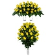 thumbnail image 1 of Sympathy Silks Artificial Cemetery Flowers Yellow Rose Buds Bouquet & Saddle, 1 of 6