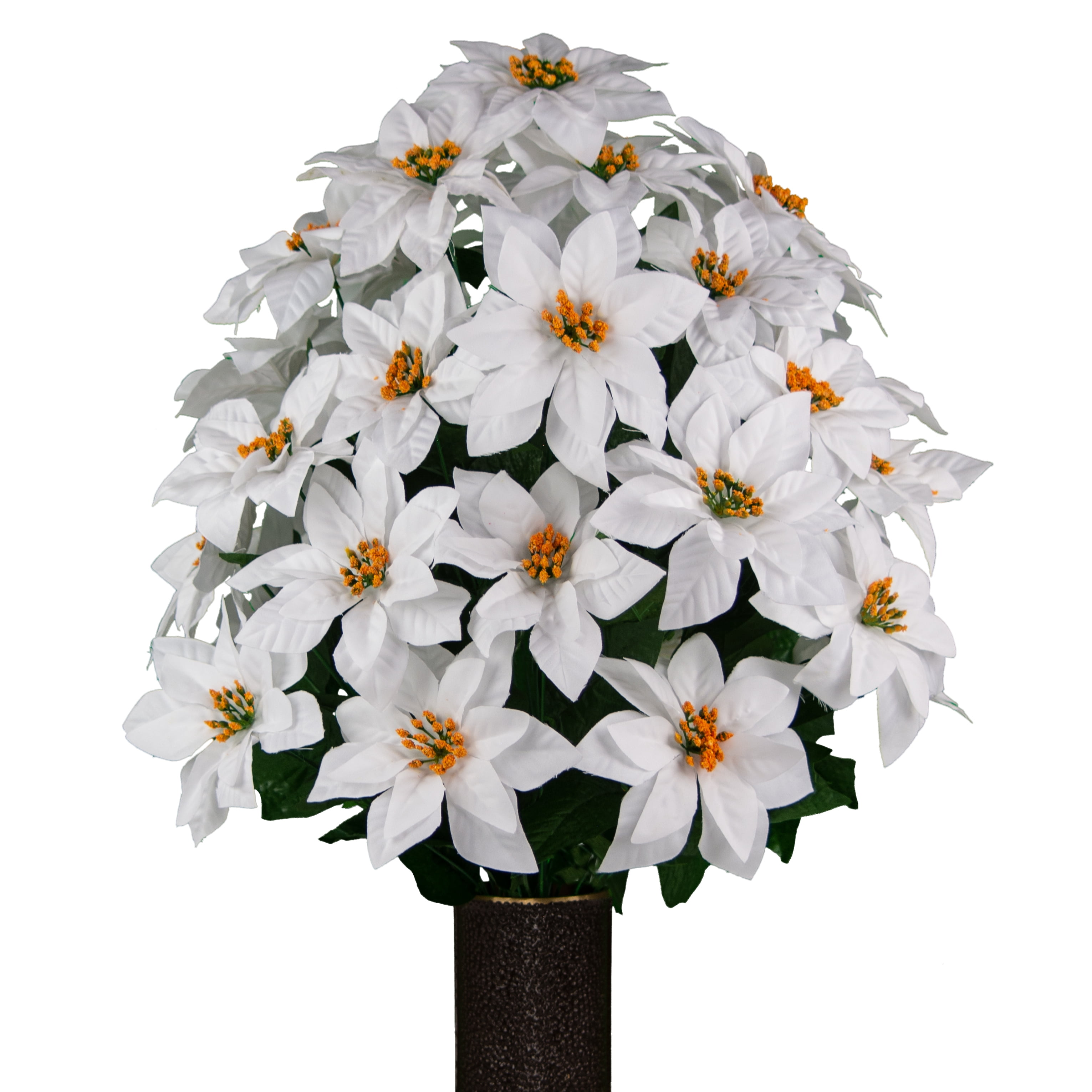 Sympathy Silks Artificial Christmas White Poinsettias 28" Tall for a
