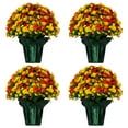 thumbnail image 1 of Sympathy Silks Artificial Flowers Weighted Pot Bouquet Decoration - 4 Pack of Sunset Orange Mum Pots, 1 of 7