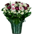 thumbnail image 1 of Sympathy Silks Artificial Flowers, Weighted Pot Decoration, Violet Cabbage Rose White Orchids Flower Pot, 1 of 2