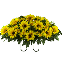 Sympathy Silks Artificial Flowers Yellow Sunflowers Cemetery Saddle