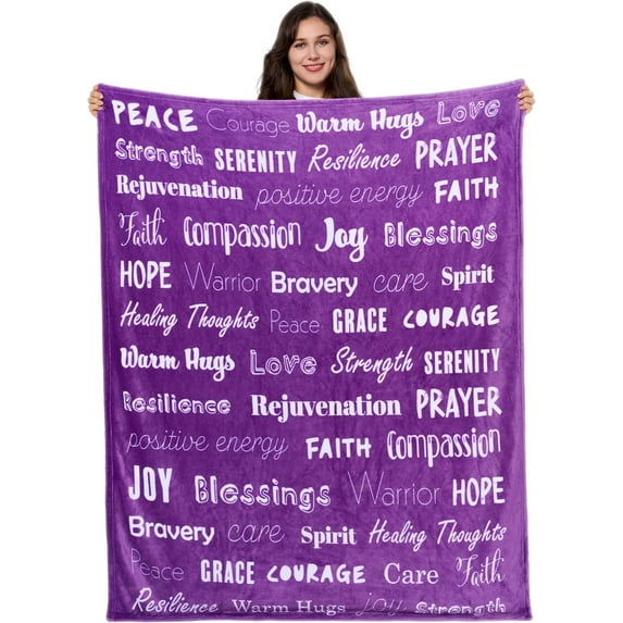 Sympathy Warm Hug Blanket - Compassion Throw Blanket Gift - with Inspirational Words & Prayer - Soft Purple Healing Get Well Gift Blanket - Love Comfort for Women Mom Friend 50" x 60"