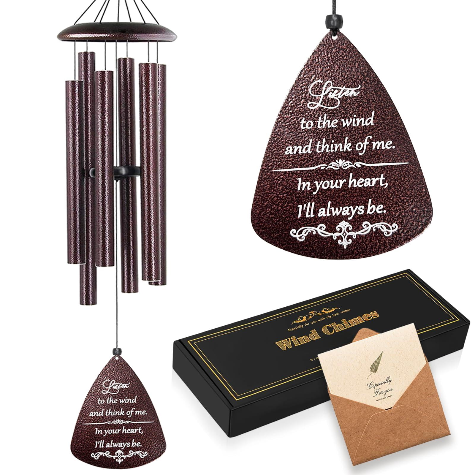 Sympathy Wind Chimes For Outside  32'' Memorial Loss Of Loved One Gifts Mother Father Bereavement Gift In Memory (bronze)