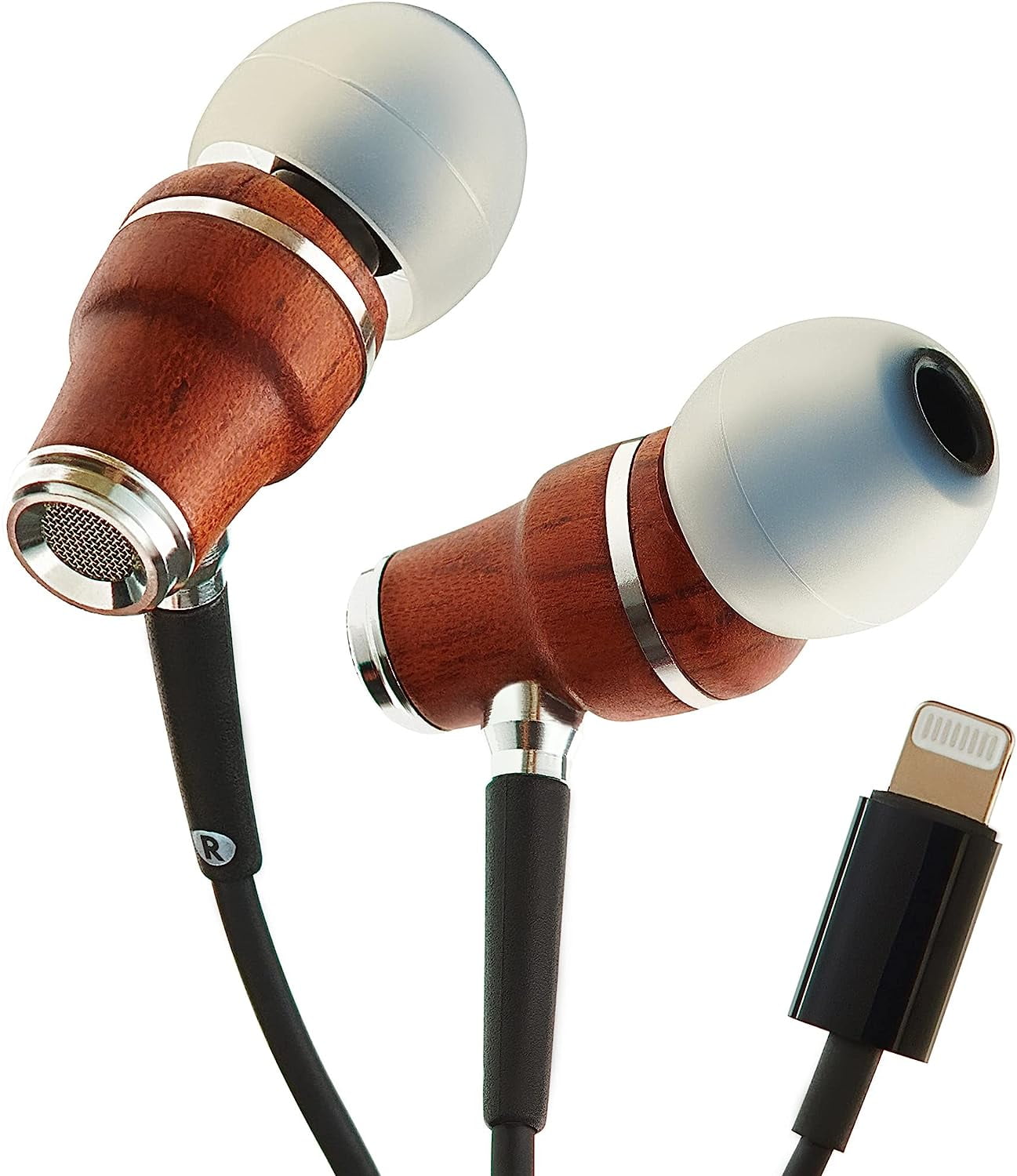 Symphonized MFI Wired Headphones for iPhone, Wooden Lightning Headphones, Wired Earbuds for iPhone with Apple Certified Lightning and Built-in Mic