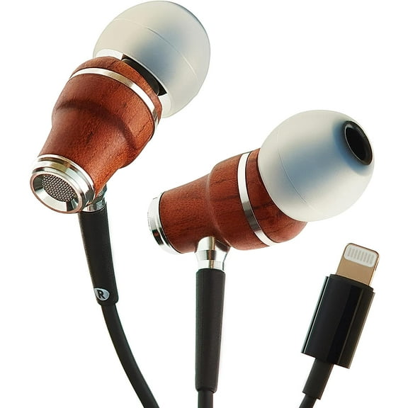 Symphonized MFI Wired Headphones for iPhone, Wooden Lightning Headphones, Wired Earbuds for iPhone with Apple Certified Lightning and Built-in Mic