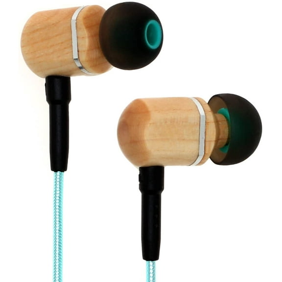 Symphonized MTRX 2.0 Premium Genuine Wood In-ear Noise-isolating Headphones, Earbuds, Earphones with Innovative Shield Technology Cable, Mic And Volume Control (Turquoise)