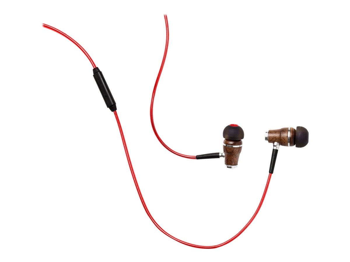 Symphonized NRG 2.0 In Ear Wood Headphones Earphones with mic in ear wired 3.5 mm jack noise isolating red