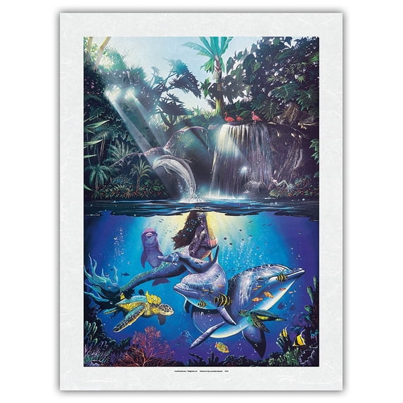 Symphony Beneath the Sea - Underwater Dolphin Paradise - From an Original Color Painting by Scott Westmoreland - Japanese Unryu Rice Paper Art Print 24 x 32 in