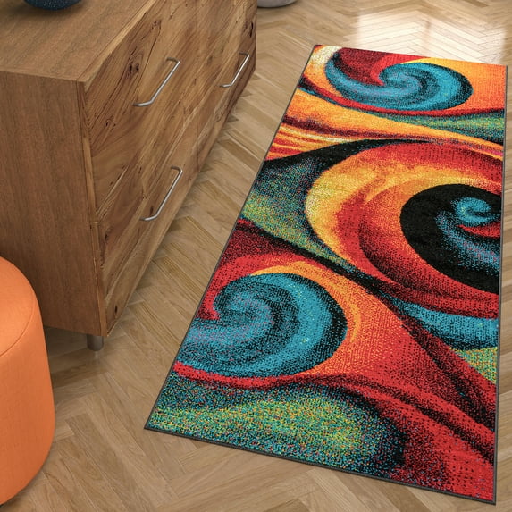 Symphony Contemporary 2.7' x 7' Multi-Color Polypropylene Indoor Area Rug