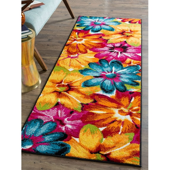 Symphony Contemporary 2.7' x 7' Multi-Color Polypropylene Indoor Area Rug