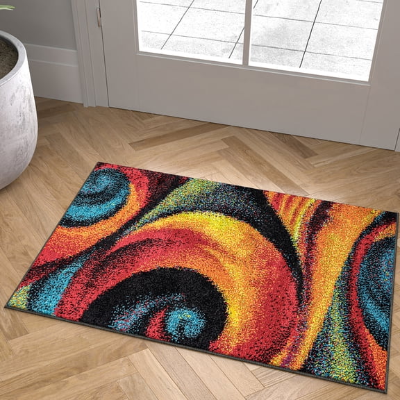 Symphony Contemporary 2' x 3' Multi-Color Polypropylene Indoor Area Rug