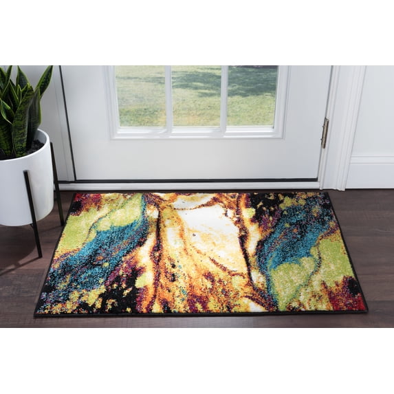 Symphony Contemporary 2' x 3' Multi-Color Polypropylene Indoor Area Rug