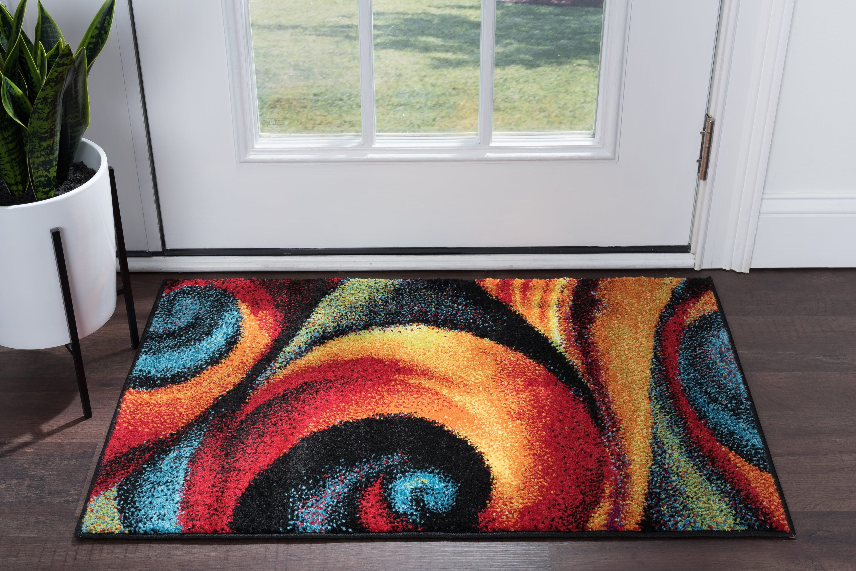 Symphony Contemporary 4' x 5' Multi-Color Polypropylene Indoor Area Rug