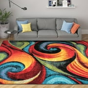 Symphony Contemporary 5' x 7' Multi-Color Polypropylene Indoor Area Rug