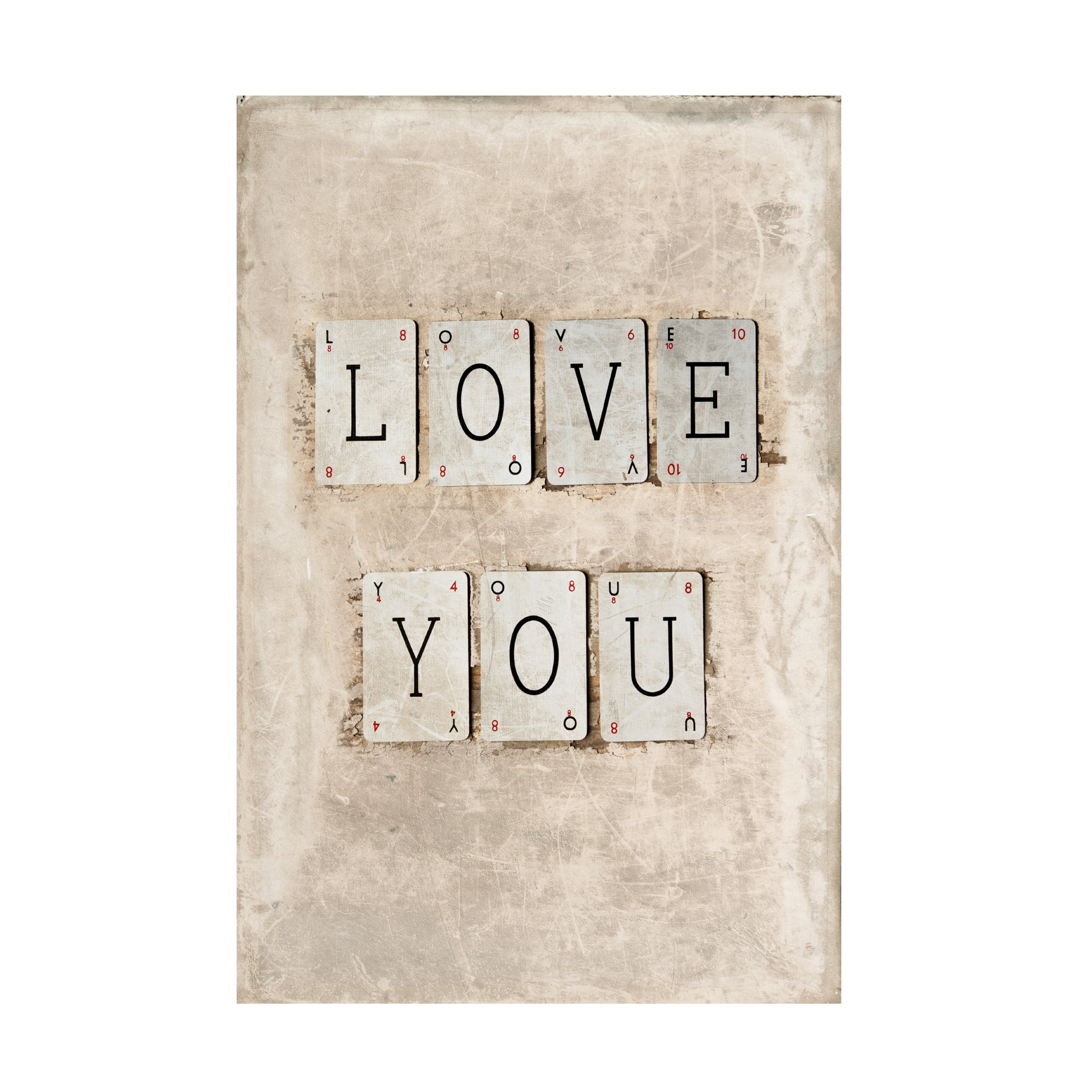 Love You Typography Canvas Print with Wood Frame