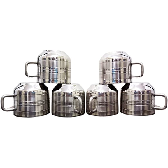 SynSpiritStore 6 pc Double Wall Tool Touch Tea/Coffee Cups