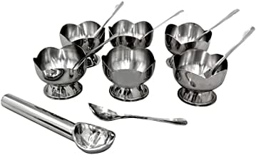 SynSpiritStore Set of 13- 6 Lotus ice Cream Cup/Soup Bowl,6 Spoon, 1 Sccop