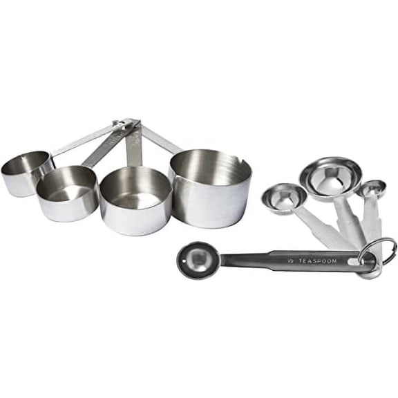 SynSpiritStore Set of 4 Heavy Measuring Cup and 4 Measuring Spoon
