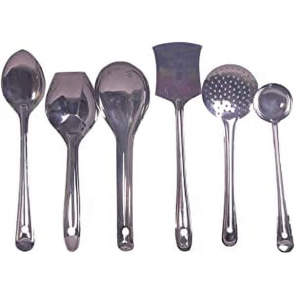 SynSpiritStore Set of 6 Kitchen Serving Tools - Long Vegetable Cooking Pan, Biryani Spoon, Deep Float, Palta, Zara, Spoodle