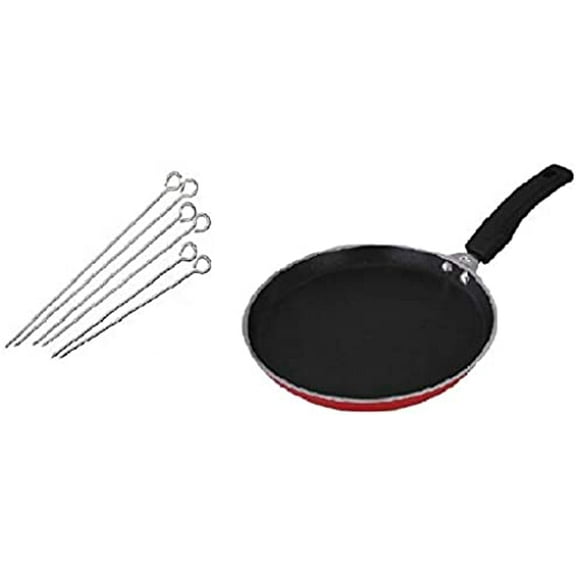 SynSpiritStore Stainless Steel 10 inch Barbeque Rods with Non Stick Dosa Tawa.