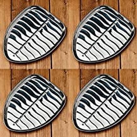 SynSpiritStore Stainless Steel 4 Pcs Banana Leaf Shape Dinner/Snack/Mess Tray- Set of 4 Small