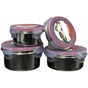 SynSpiritStore Stainless Steel Click Lock Air Tight Tiffin/Container Set of 4- 50,120,250 and 300 ml