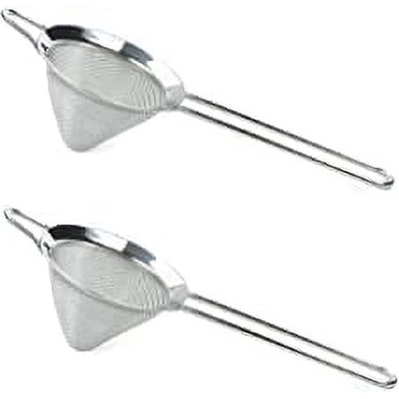 SynSpiritStore Stainless Steel Conical Shape Bar Strainer/Food Strainer/Mesh Strainer- Set of 2 (20 x 9 x 1 cm)