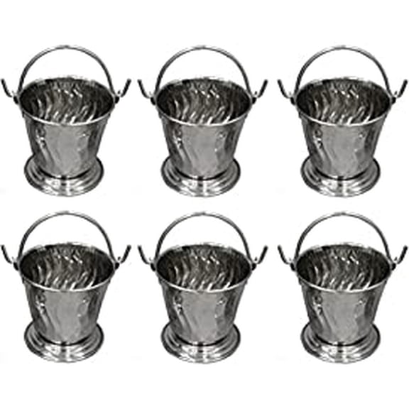SynSpiritStore Stainless Steel Daal/Sabji/Gravy Serving Bucket/Balti Small- Set of 6