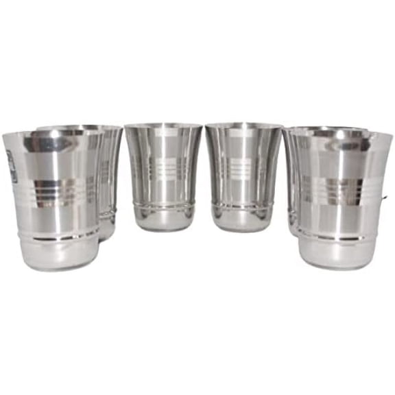 SynSpiritStore Stainless Steel Premium Tool Touch Round Shape Drinking Glass- Set of 6