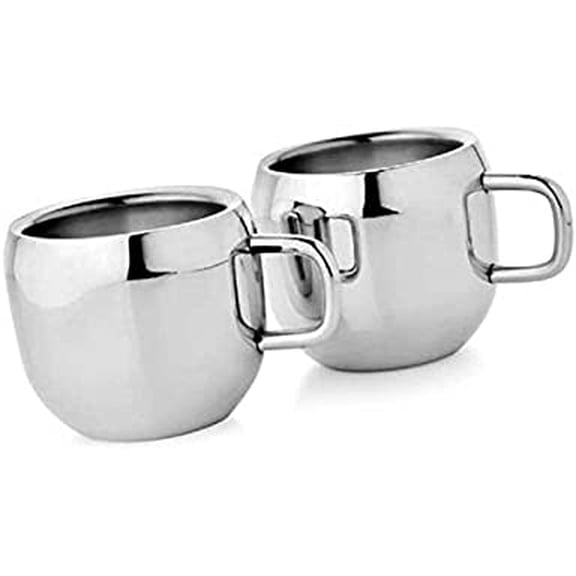 SynSpiritStore Store Stainless Steel Double Wall Apple Cups (90 ml) - Set of 2