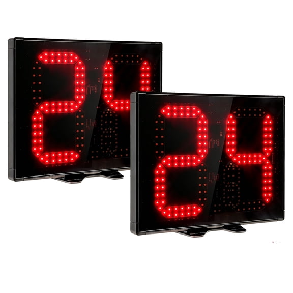 Sync Basketball 24Second Shot Clock, Portable Countdown Timer with Remote, Adjustable Buzzer, 13 x 9.8 Inch HighBrightness LED Display, 2-pack