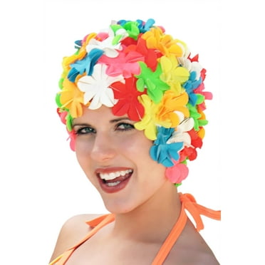 Sync Swimwear Retro Petal Swim Cap, Vintage Flower Design, Water Resistant, Fashionable Bathing Hat