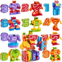 Syncfun 10 Pcs Letters Learning Toys, Action Figure Number Bots Toys, Alphabet Robots Toys for Kids Girls Boys 3-6 Years Old