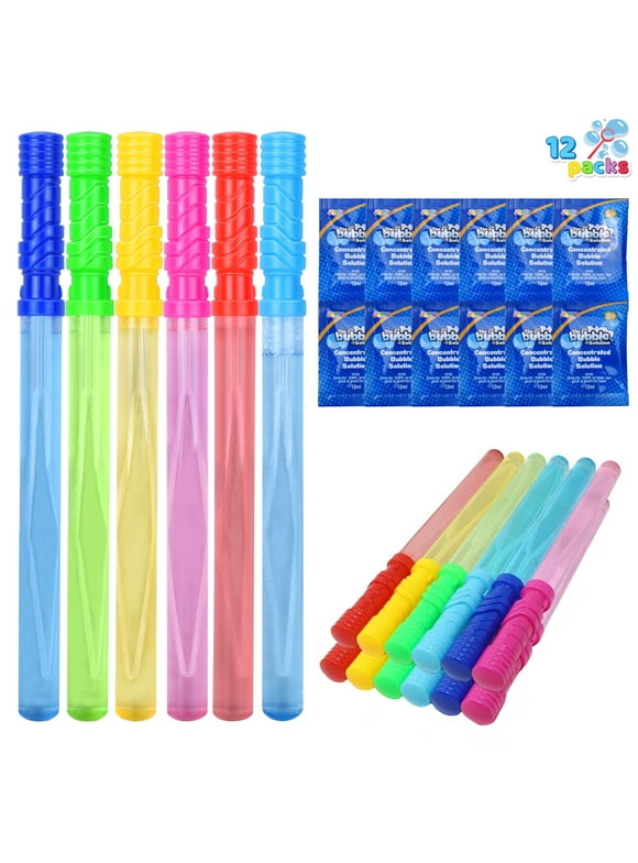 Syncfun 12 Pack 14.6’’ Big Bubble Wands for Kids, Bubble Wand Bulk with Bubbles Refill  Summer Toy for Party Favor, Outdoors Activity Use, Birthday Gift