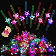 Syncfun 12 Pack LED Light Up Spinning Bracelets Glow Fidget Party Favors for Kids Goodie Bags Stuffers for Birthday Halloween