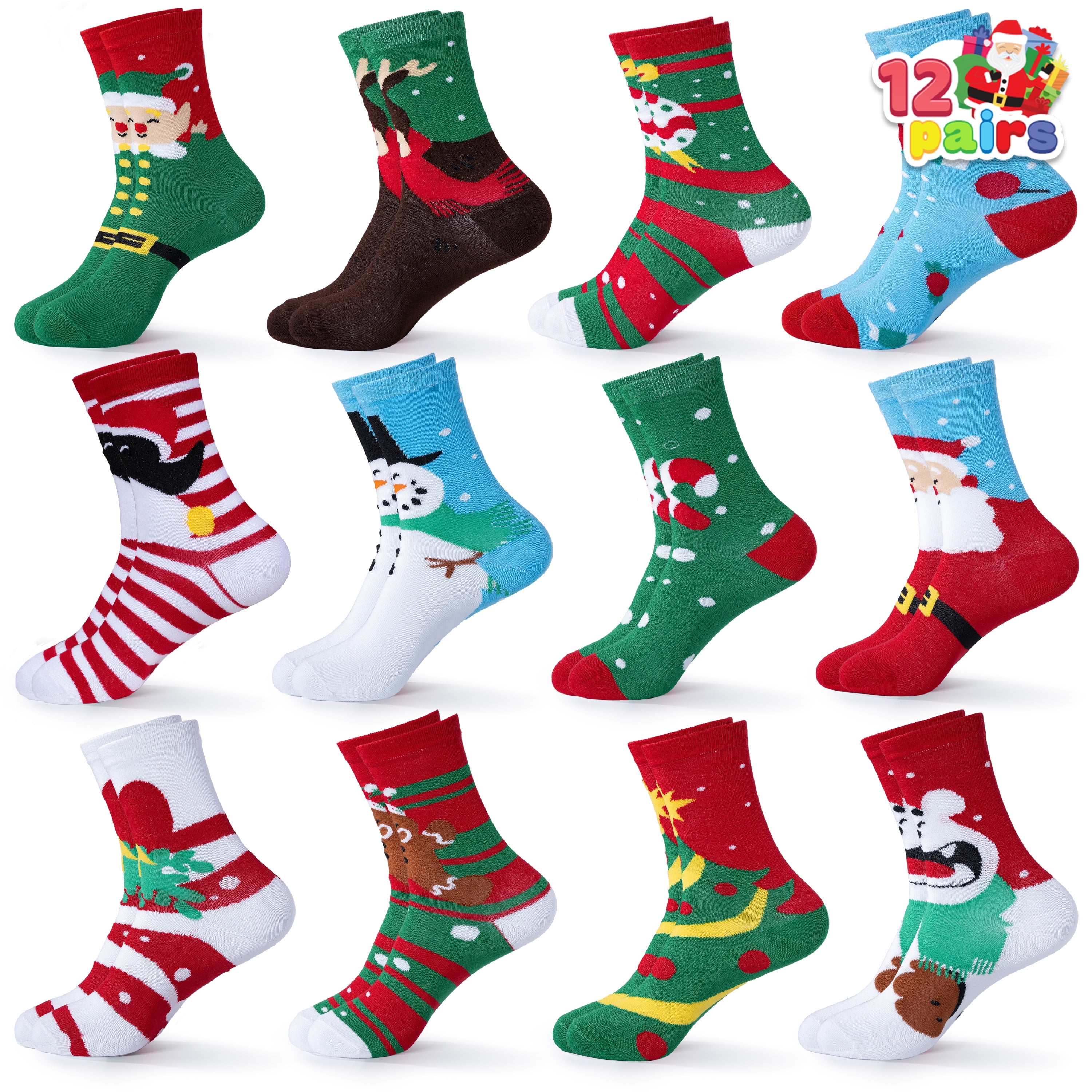 SYNCFUN 12 Pairs Christmas Socks Women, Plush Crazy Novelty Christmas Socks, Women's Holiday Christmas Socks, Christmas Gifts