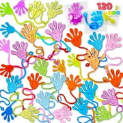 Syncfun 120 Pcs Sticky Hands Party Favors for Kids Assorted Stretchy Slappy Hands Fun Fidget Toys for Kids, Goodie Bag Stuffers, Stocking Stuffers