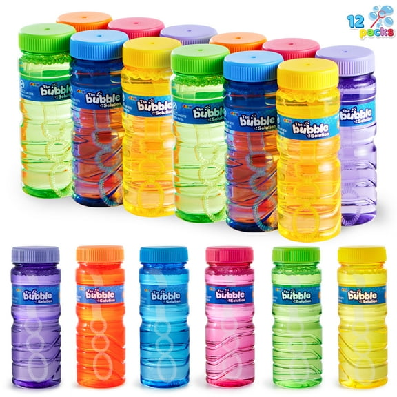 Syncfun 12Packs 4oz Bubble Bottles, Bubble Solution Wand Bulk, Easter Basket Stuffer Summer Outdoor Toy