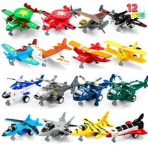 Syncfun 16 Pcs Kids Toys Airplane, Mini Pull Back Plane Playset, Aircraft Including Helicopter, Fighter Jet, Bomber, Biplane, Gifts for Toddler Kids 3+ Years Old