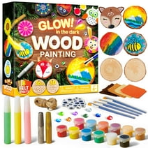 Syncfun 16pcs Wood Painting Kits For Kids, Glow In The Dark Painting Crafts For Kids 6-12, Birthday Party Gift For Boys, Girls