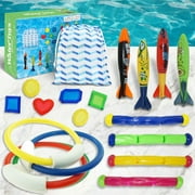 Syncfun 18 Pcs Diving Pool Toys for Kids, Swimming Pool Toy with Storage Bag, Underwater Swim Pool Games for Ages 8-12