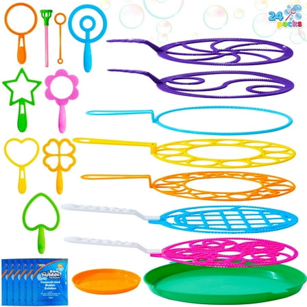 Syncfun 18 Pcs Giant Bubble Maker with Tray, 12" Big Bubble Wands Set Bulk for Kids, Summer,Outdoor Activity,Party Favors, 6 Pcs Bubble Solution Suitable for All Age People