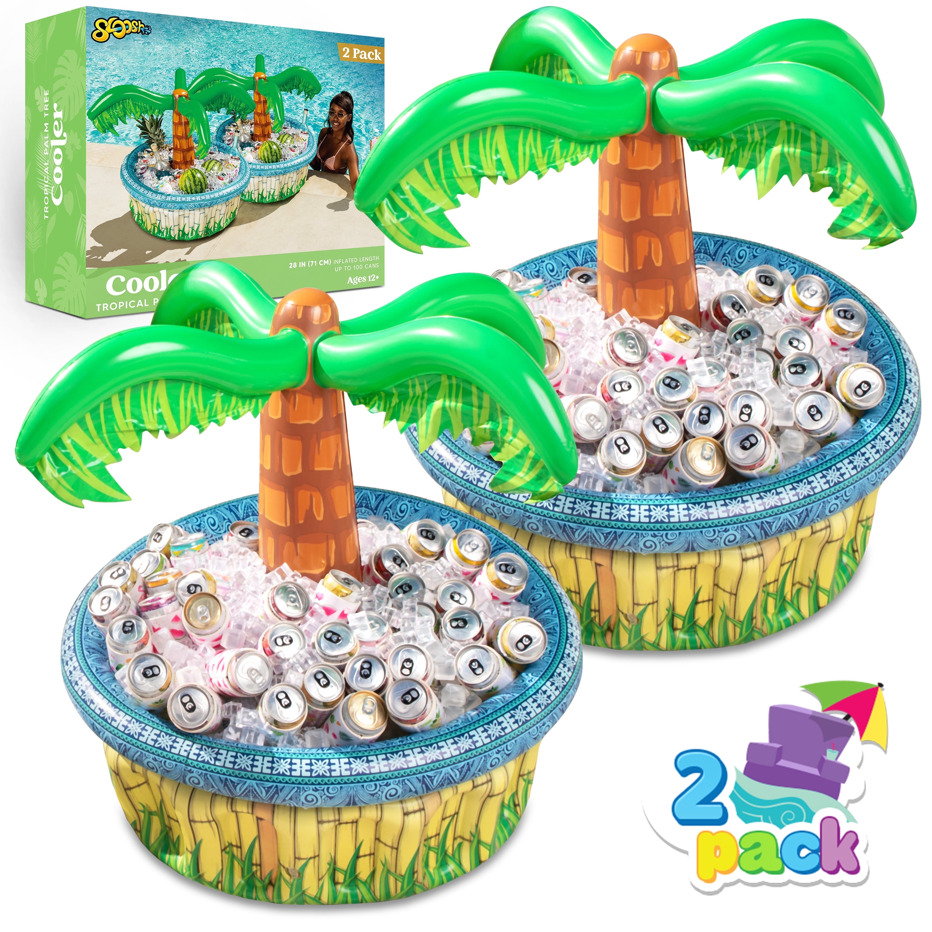 2 Pack Inflatable Palm Tree Cooler, 28" Inflatable Drink Cooler Luau
