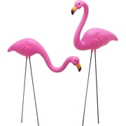 Syncfun 2 Pack Small Pink Flamingo, Yard Flamingo For Outdoor Garden  Decor, Luau Party Statue, Beach, Tropical Party