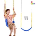 thumbnail image 1 of Joyfy 2 Pack Outdoor Swing Seat for Kids, Backyard Playground 5.5" Wide Heavy Duty Swing Set Accessories with 66" Chain, Support 250lb Outdoor Play Set, Blue, 1 of 7