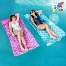 Syncfun 2 Packs Inflatable Floating Mat Swimming Pool Lounge Float Pool Mat Float Raft Lounge