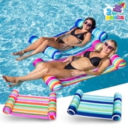 Joyfy 2 Packs Inflatable Pool Float Hammock, 4 in 1 Pool Floaties for Adults, Swimming Pool Accessories (Saddle, Lounge Chair, Hammock, Drifter) for Pool, Beach, Outdoor