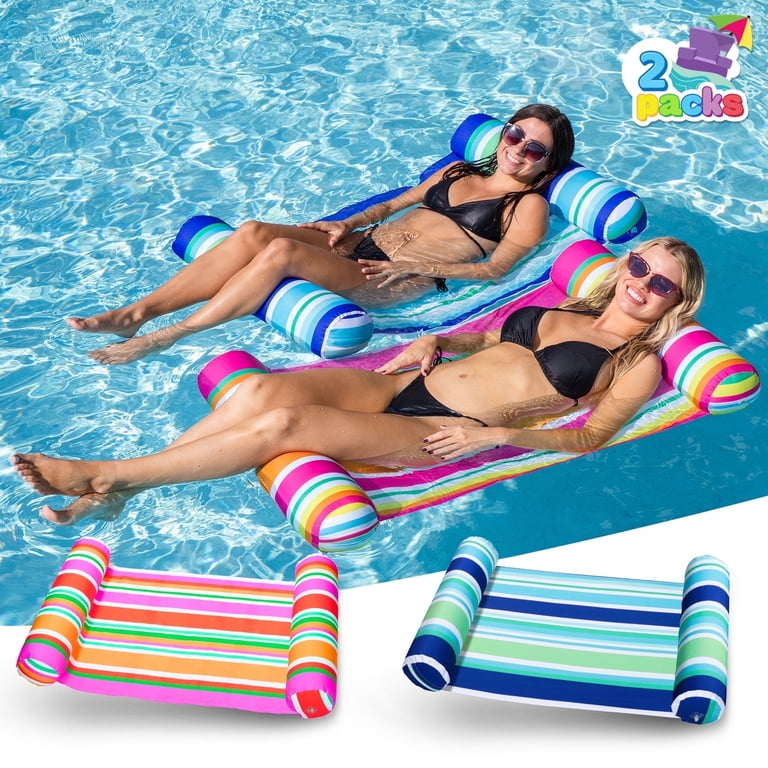 SYNCFUN Inflatable Pool Float Hammock 2 Pack 4-in-1 Water Lounge Chair  Saddle Drifter for Adults - Walmart.com