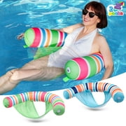 Syncfun 2 Packs Inflatable Pool Floats Chairs for Adults, Floating Noodle Chair with Stripes for Swimming Pool Water Chair Pool Lounger Party Floaties
