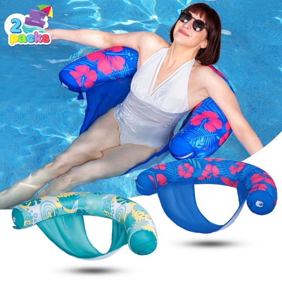 Joyfy 2 Packs Pool Floats Chairs, Inflatable Pool Noodles Floats for Adults, Pool Float Chair Lounger, Pool Float Hammock Chairs, Swimming Floaties for Party Summer Water Fun